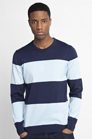  Slim Fit Dar Kesim Bisiklet Yaka Desenli Erkek Kazak - TUDORS