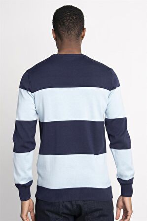  Slim Fit Dar Kesim Bisiklet Yaka Desenli Erkek Kazak - TUDORS