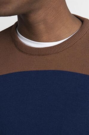 Tudors Slim Fit Dar Kesim Bisiklet Yaka Desenli Erkek Kazak - TUDORS 