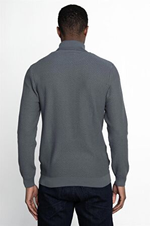 Tudors Slim Fit Dar Kesim Balıkçı Yaka Desenli Erkek Kazak