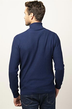 Tudors Slim Fit Dar Kesim Balıkçı Yaka Desenli Erkek Kazak