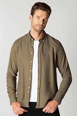 Tudors Slim Fit Kışlık Yün Viskon Düz Gömlek