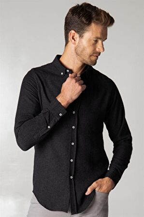 Tudors Slim Fit Kışlık Yün Viskon Düz Gömlek