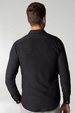 Tudors Slim Fit Kışlık Yün Viskon Düz Gömlek