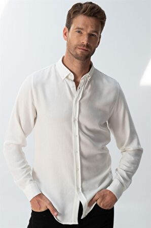 Tudors Slim Fit Kışlık Yün Viskon Düz Gömlek
