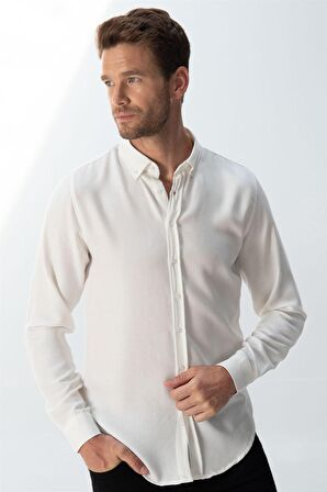 Tudors Slim Fit Kışlık Yün Viskon Düz Gömlek