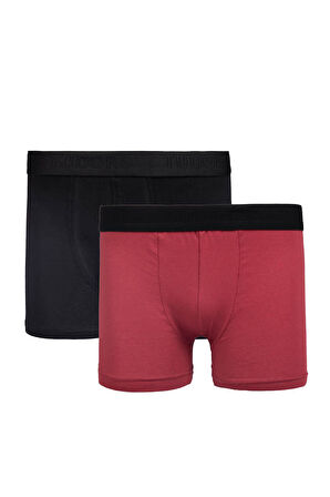 Erkek 2'li Pamuklu Likralı Esnek Kumaş Boxer