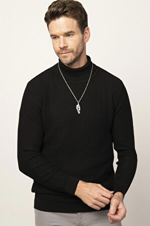 Tudors Slim Fit Dar Kesim Balıkçı Yaka Desenli Erkek Kazak KZ230011-02