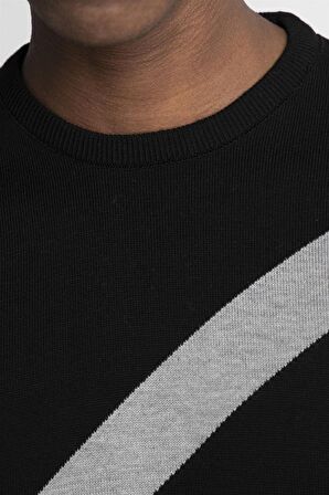 Tudors Slim Fit Dar Kesim Bisiklet Yaka Desenli Erkek Kazak - TUDORS