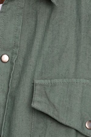 Tudors Relax Fit Rahat Kalıp Denim Parça Boyalı Çift Cep Kapaklı Çıtçıtlı Erkek Gömlek