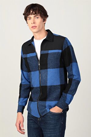 Tudors Slim Fit Oduncu Fermuarlı Parçalı Erkek Mont Gömlek