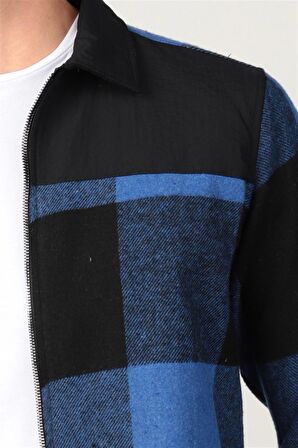 Tudors Slim Fit Oduncu Fermuarlı Parçalı Erkek Mont Gömlek
