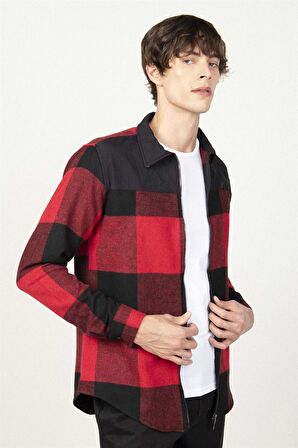 Tudors Slim Fit Oduncu Fermuarlı Parçalı Erkek Mont Gömlek