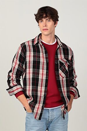 Tudors Relax Fit Rahat Kalıp Kışlık Düz Kalın Kumaş  Ceket Gömlek