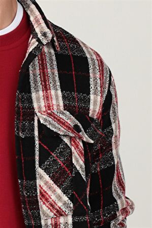 Tudors Relax Fit Rahat Kalıp Kışlık Düz Kalın Kumaş  Ceket Gömlek