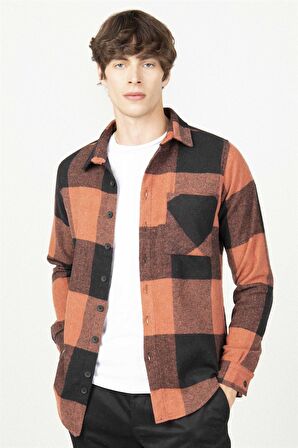 Tudors Slim Fit Kareli Tek Cepli Oduncu Erkek Gömlek