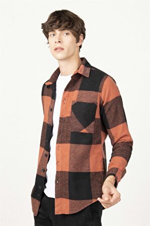 Tudors Slim Fit Kareli Tek Cepli Oduncu Erkek Gömlek