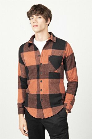 Tudors Slim Fit Kareli Tek Cepli Oduncu Erkek Gömlek