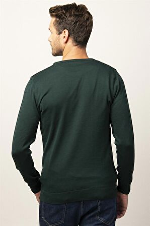 Tudors Slim Fit Dar Kesim Bisiklet Yaka Desenli Erkek Kazak