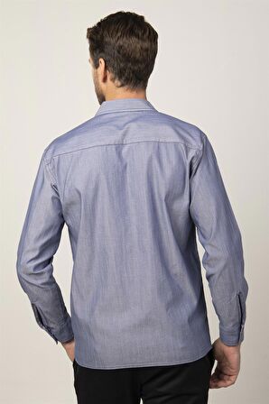 Tudors Relax Fit Parça Boyalı Çift Cep Fermuarlı Erkek Gömlek