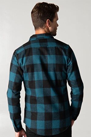 Tudors Slim Fit Kışlık Kareli Oduncu Erkek Gömlek