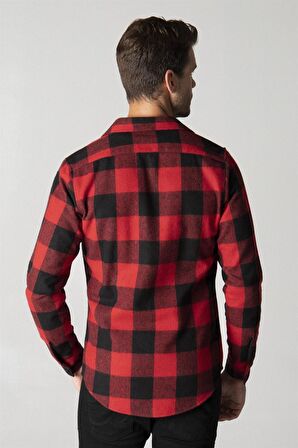 Tudors Slim Fit Kışlık Kareli Oduncu Erkek Gömlek