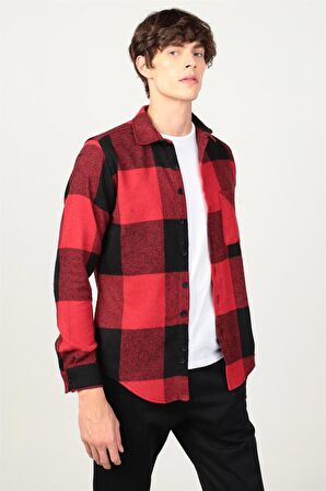 Tudors Slim Fit Kareli Tek Cepli Oduncu Erkek Gömlek