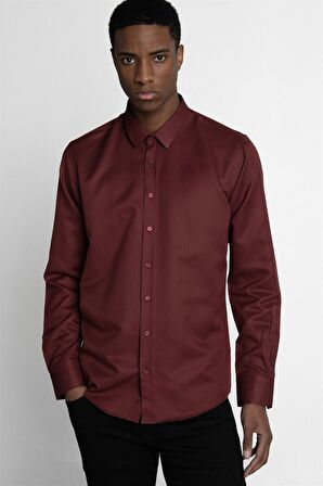 Tudors Modern Slim Fit Dar Kesim Pamuklu Kolay Ütülenebilir Armürlü Erkek Gömlek