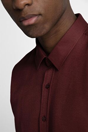 Tudors Modern Slim Fit Dar Kesim Pamuklu Kolay Ütülenebilir Armürlü Erkek Gömlek