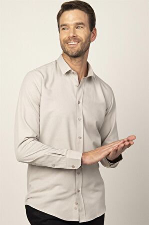 Tudors Modern Fit Uzun Kol Armürlü Kravatlık Erkek Gömlek