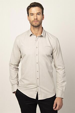 Tudors Modern Fit Uzun Kol Armürlü Kravatlık Erkek Gömlek