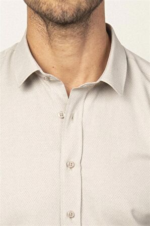 Tudors Modern Fit Uzun Kol Armürlü Kravatlık Erkek Gömlek