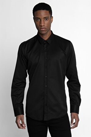 Tudors Modern Slim Fit Dar Kesim Pamuklu Kolay Ütülenebilir Armürlü Erkek Gömlek