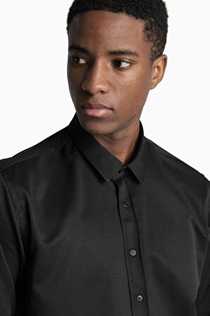Tudors Modern Slim Fit Dar Kesim Pamuklu Kolay Ütülenebilir Armürlü Erkek Gömlek