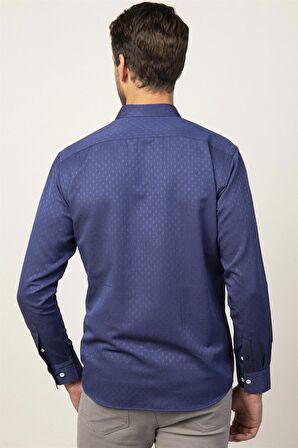 Tudors Klasik Fit Uzun Kol Armürlü Oxford Doku Erkek Gömlek KL220030-502