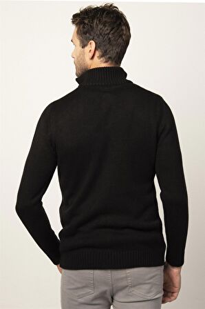 Tudors Slim Fit Dar Kesim Dik Yaka Fermuarlı Erkek Kazak