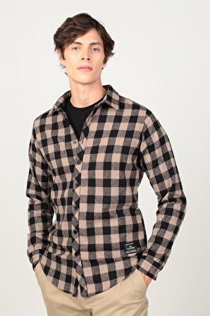 Tudors Slim Fıt Kışlık Oduncu Dama Desen Erkek Gömlek