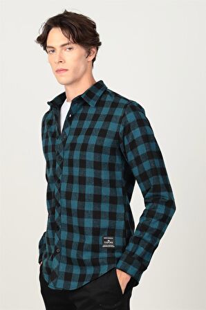 Tudors Slim Fıt Kışlık Oduncu Dama Desen Erkek Gömlek