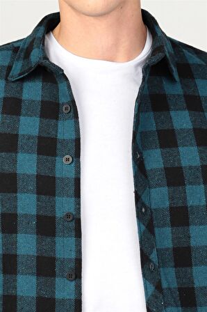 Tudors Slim Fıt Kışlık Oduncu Dama Desen Erkek Gömlek