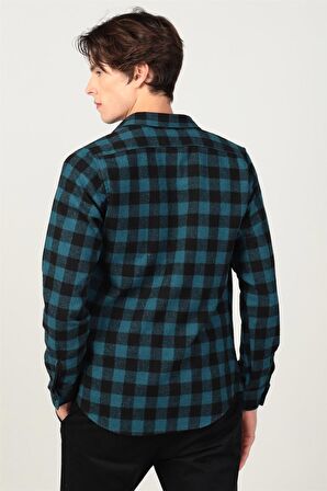 Tudors Slim Fıt Kışlık Oduncu Dama Desen Erkek Gömlek