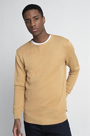 Tudors Slim Fit Dar Kesim Bisiklet Yaka Petek Desenli Erkek Kazak - TUDORS