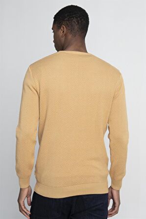 Tudors Slim Fit Dar Kesim Bisiklet Yaka Petek Desenli Erkek Kazak - TUDORS