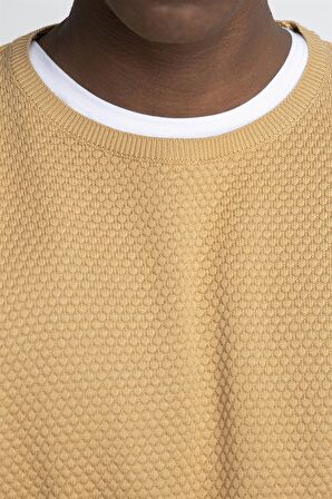 Tudors Slim Fit Dar Kesim Bisiklet Yaka Petek Desenli Erkek Kazak - TUDORS