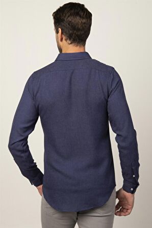 Tudors Slim Fit Kışlık Yün Viskon Düz Gömlek