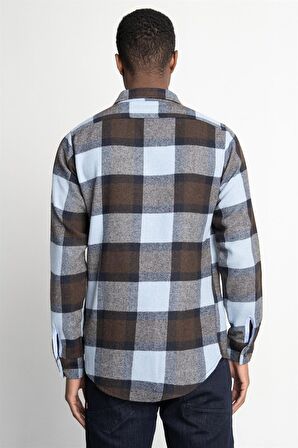 Tudors Slim Fit Kışlık Oduncu Ekoseli Tek Cep Kapaklı Erkek Gömlek