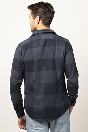 Tudors Slim Fit Kışlık Oduncu Ekoseli Tek Cep Kapaklı Erkek Gömlek DR230018-910