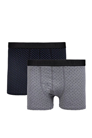 Erkek 2'li Pamuk Likralı Esnek Kumaş Boxer