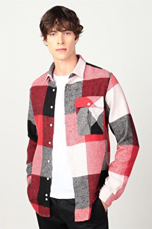 Tudors Slim Fit Kışlık Büyük Kareli  Oduncu Erkek Gömlek