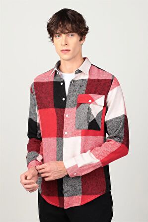 Tudors Slim Fit Kışlık Büyük Kareli  Oduncu Erkek Gömlek