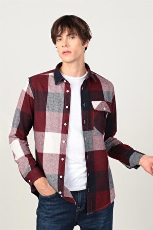Tudors Slim Fit Kışlık Büyük Kareli  Oduncu Erkek Gömlek